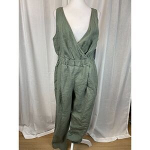 Nation LTD Olive Green Linen Jumpsuit – Size L Casual Chic, Boho, Relaxed Fit